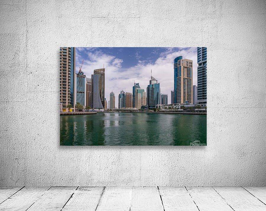 Modern buildings crowd the waterfront at Dubai Marina UAE Wall Preview