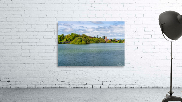 View across the Mere to the town of Ellesmere in Shropshire Wall Preview