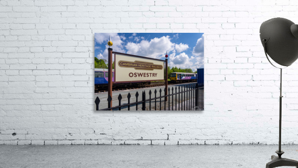 Oswestry railway station sign in Shropshire by Steve Heap