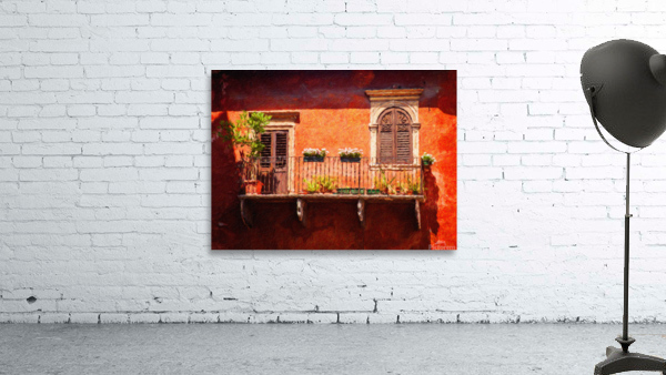 Digital oil painting of an old balcony in Verona by Steve Heap