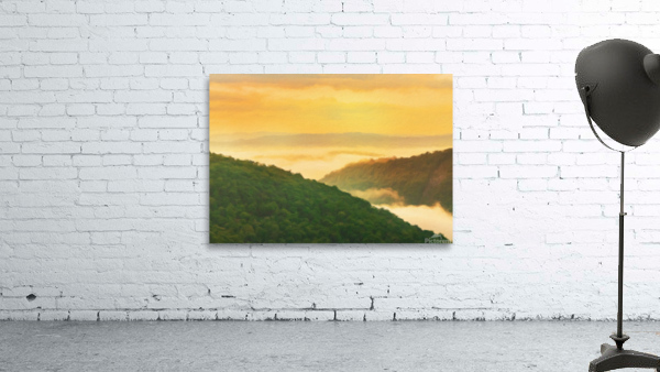 Painting of Cheat River gorge at sunrise near Raven Rock by Steve Heap