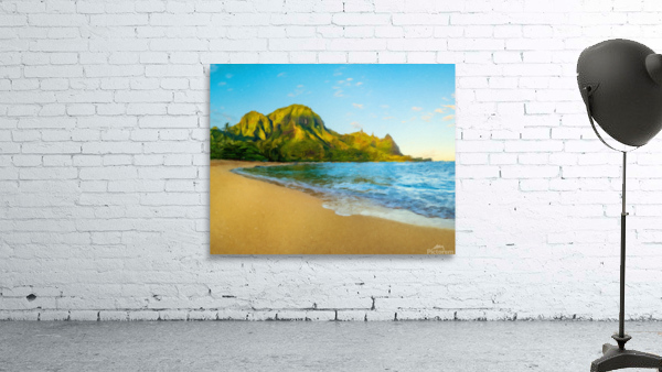 Oil painting sunrise over Tunnels Beach on Kauai in Hawaii by Steve Heap