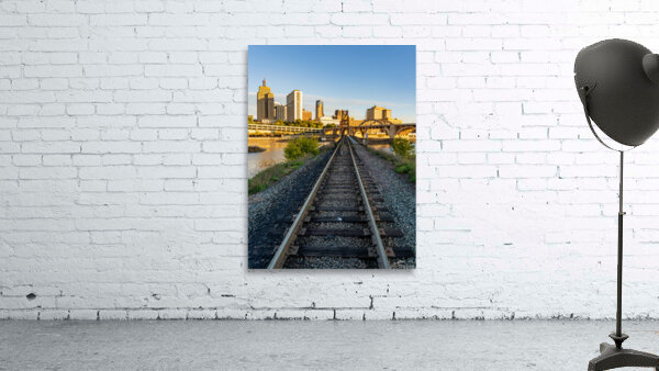 Railroad bridge over Mississippi river at sunrise in St Paul by Steve Heap