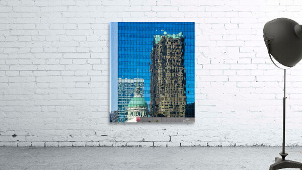 Complex reflections of a modern skyscraper in St Louis office bu by Steve Heap