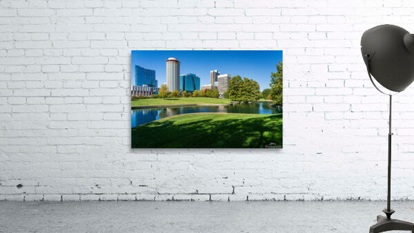 Offices and cityscape of St Louis Missouri seen from lake by Steve Heap
