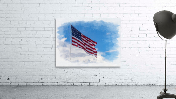 Digital art of USA stars and stripes flag against blue sky by Steve Heap