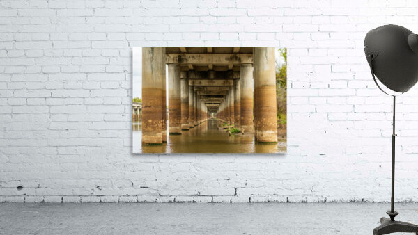 Supporting pillars of I-10 bridge above Atchafalaya basin in Lou Wall Preview