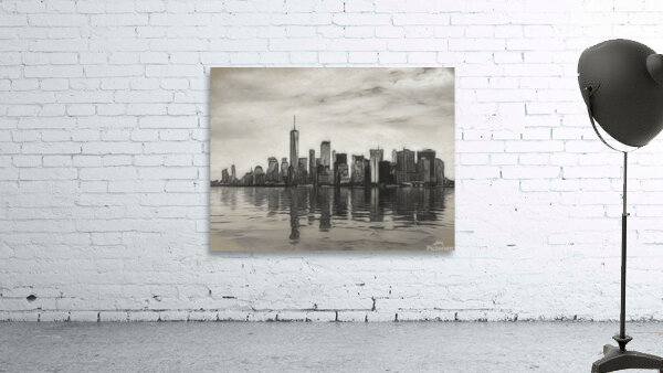 Charcoal drawing of the Manhattan Skyline by Steve Heap