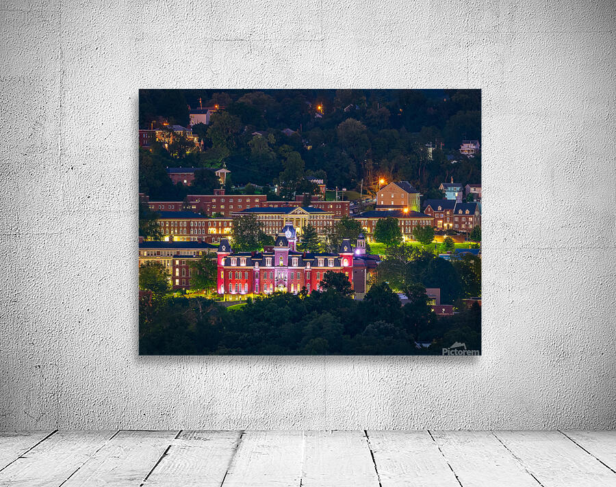 Downtown campus of West Virginia university at nightfall by Steve Heap