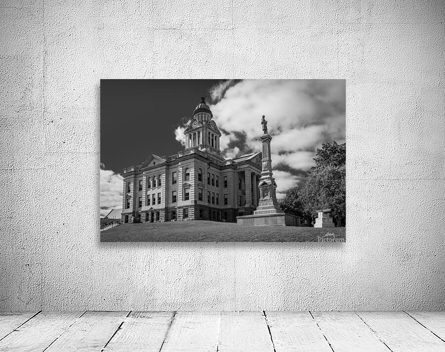 BW Facade and clock tower of Winneshiek County Courthouse by Steve Heap