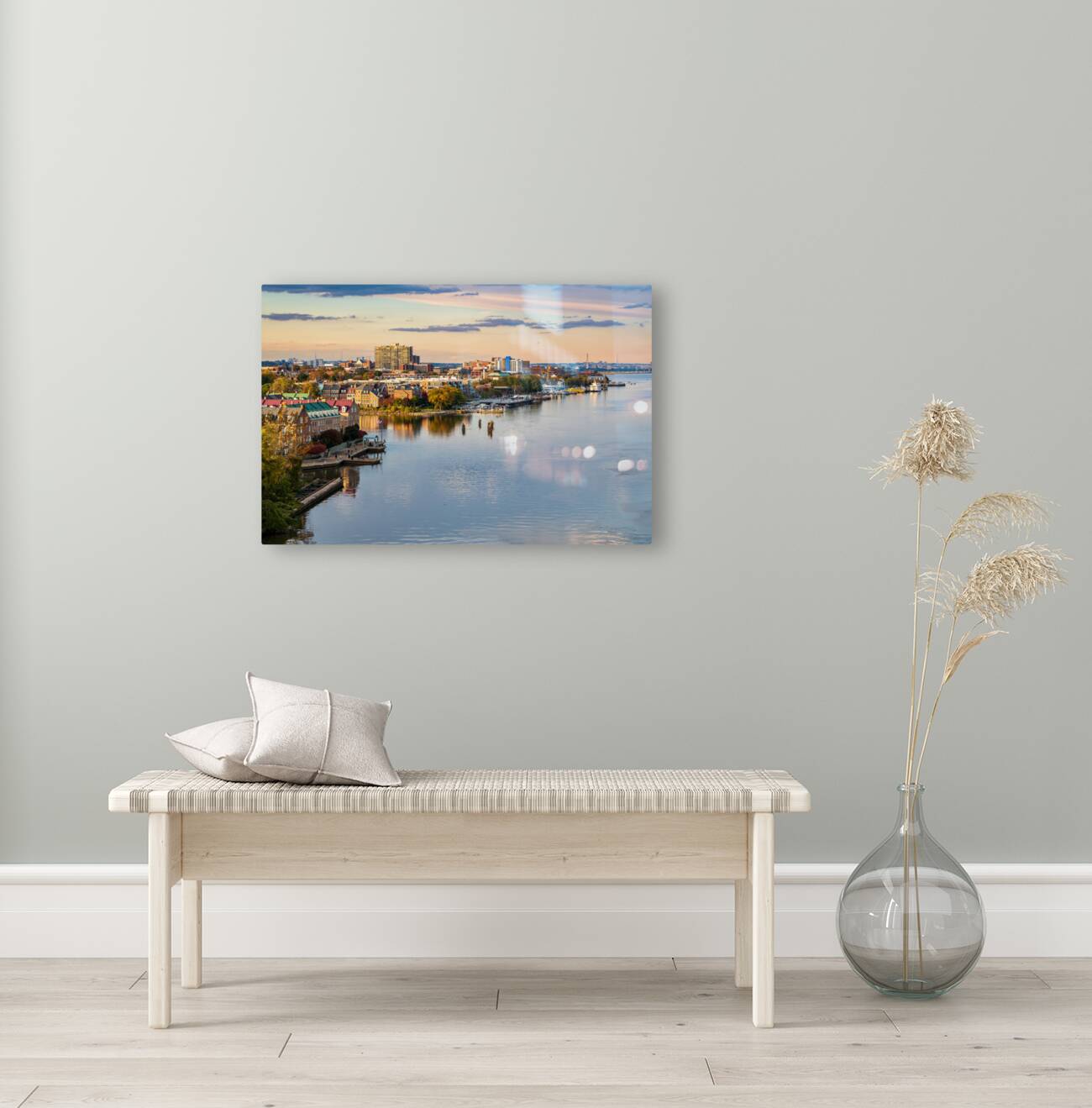 Waterfront of city of Alexandria in Virginia at sunset Reproduction