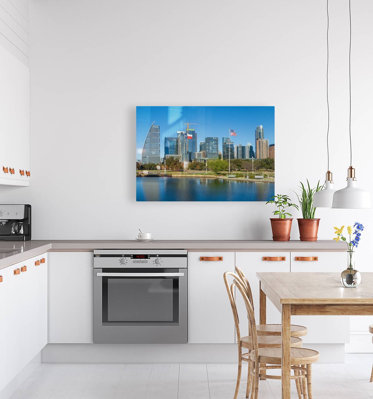 Cityscape of apartments and offices  in downtown Austin Texas Reproduction