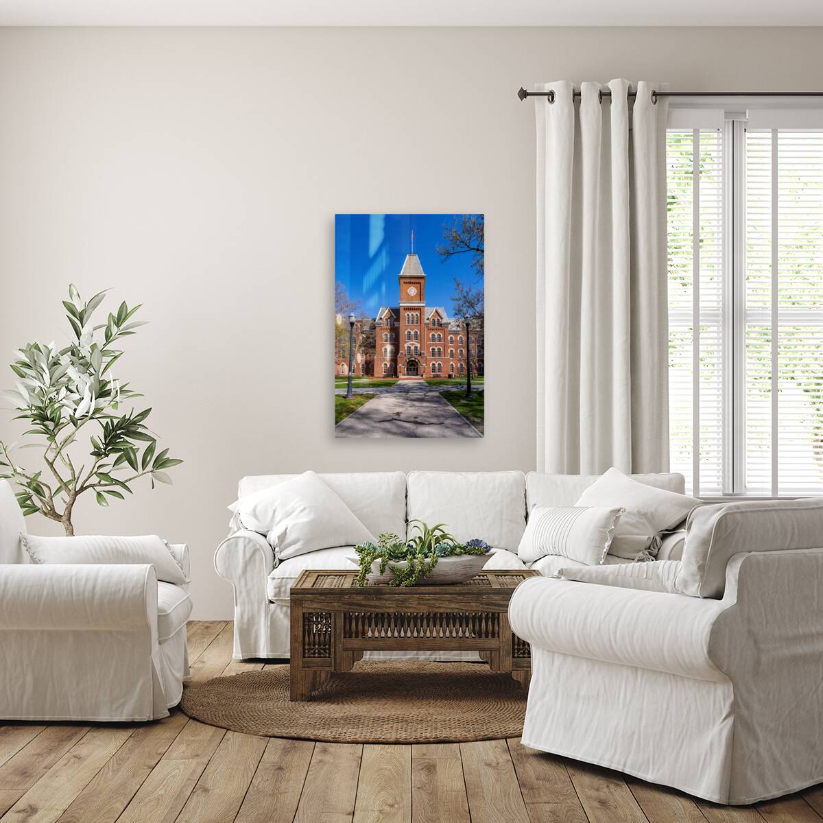 Facade of iconic University Hall on the Oval at OSU in Columbus  Reproduction