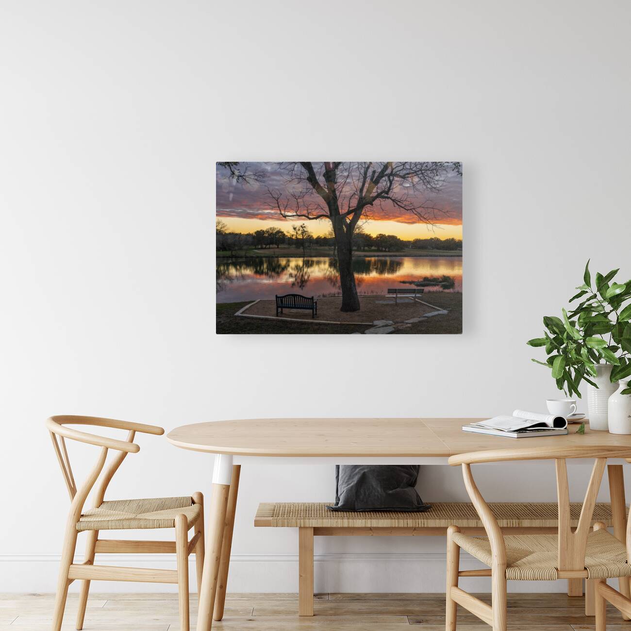 Dramatic sunset over Legacy Hills Park lake and golf course near Reproduction