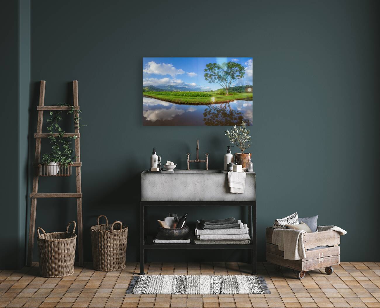 Panoramic view of Hanalei Valley in Kauai Reproduction