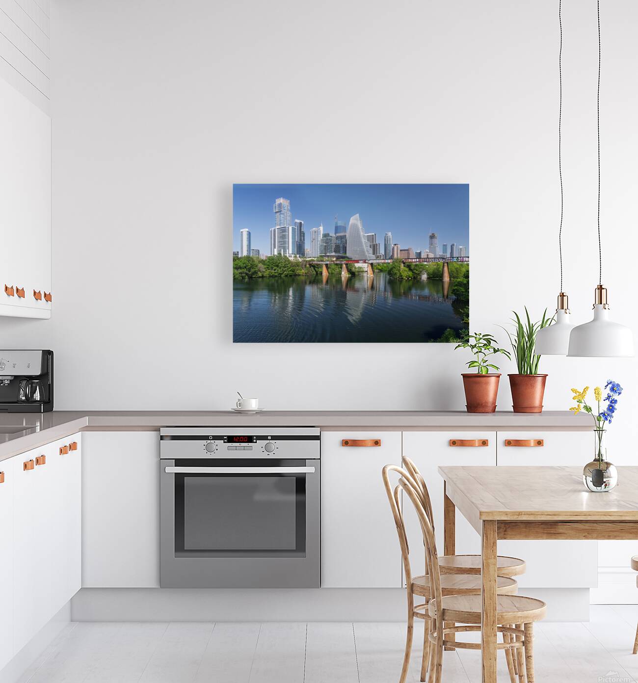 View along Colorado river of Austin Texas skyline Reproduction