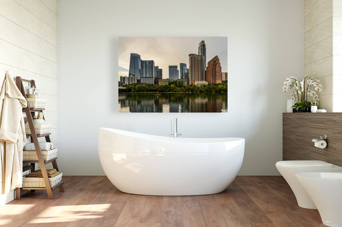 Water level view of the city skyline of Austin Texas in summer 2 Reproduction