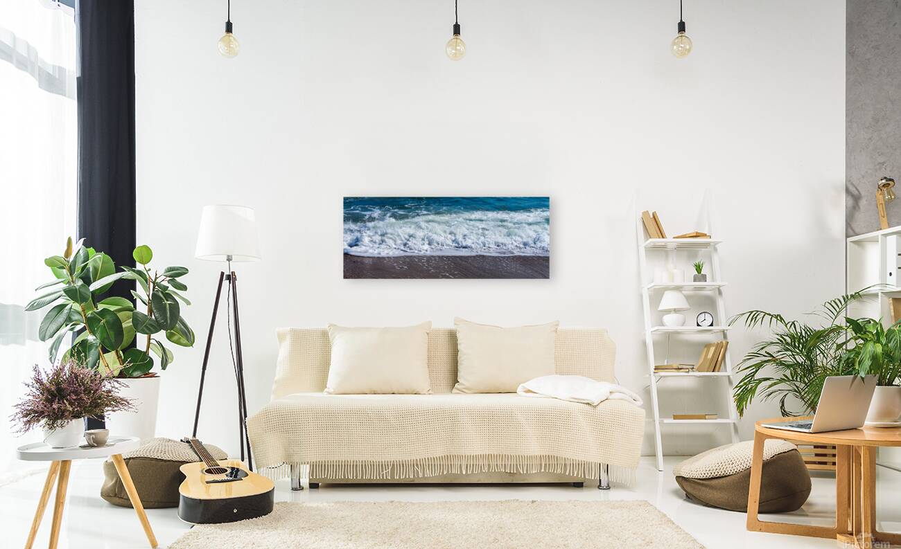 Frozen motion of waves crashing onto a pebble beach on the Isle  Reproduction