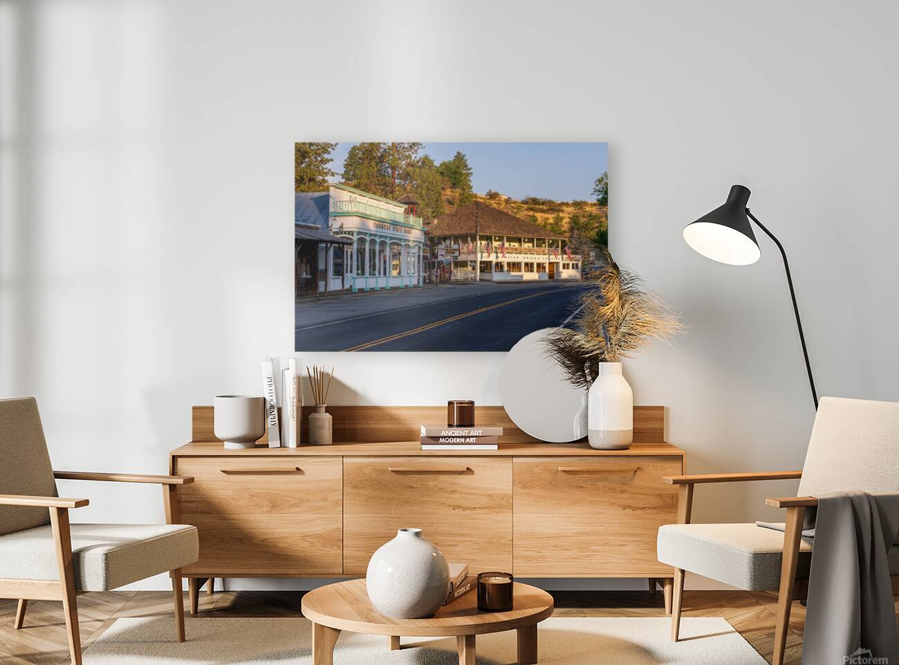 Farmers State Bank on the main street of the historic town of Wi Reproduction