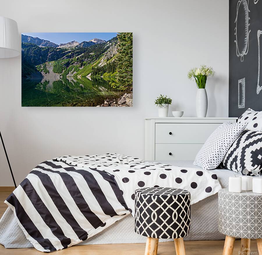 Mirror image reflection of Rainy Lake in North Cascades National Reproduction