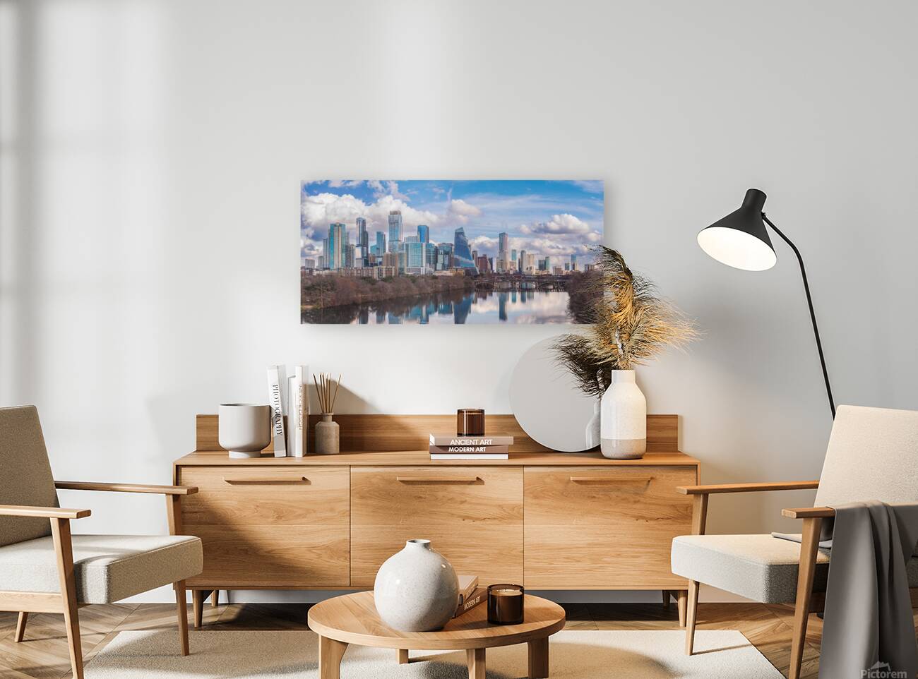 Panoramic Photography of Austin Skyline with New Skyscraper Refl Reproduction