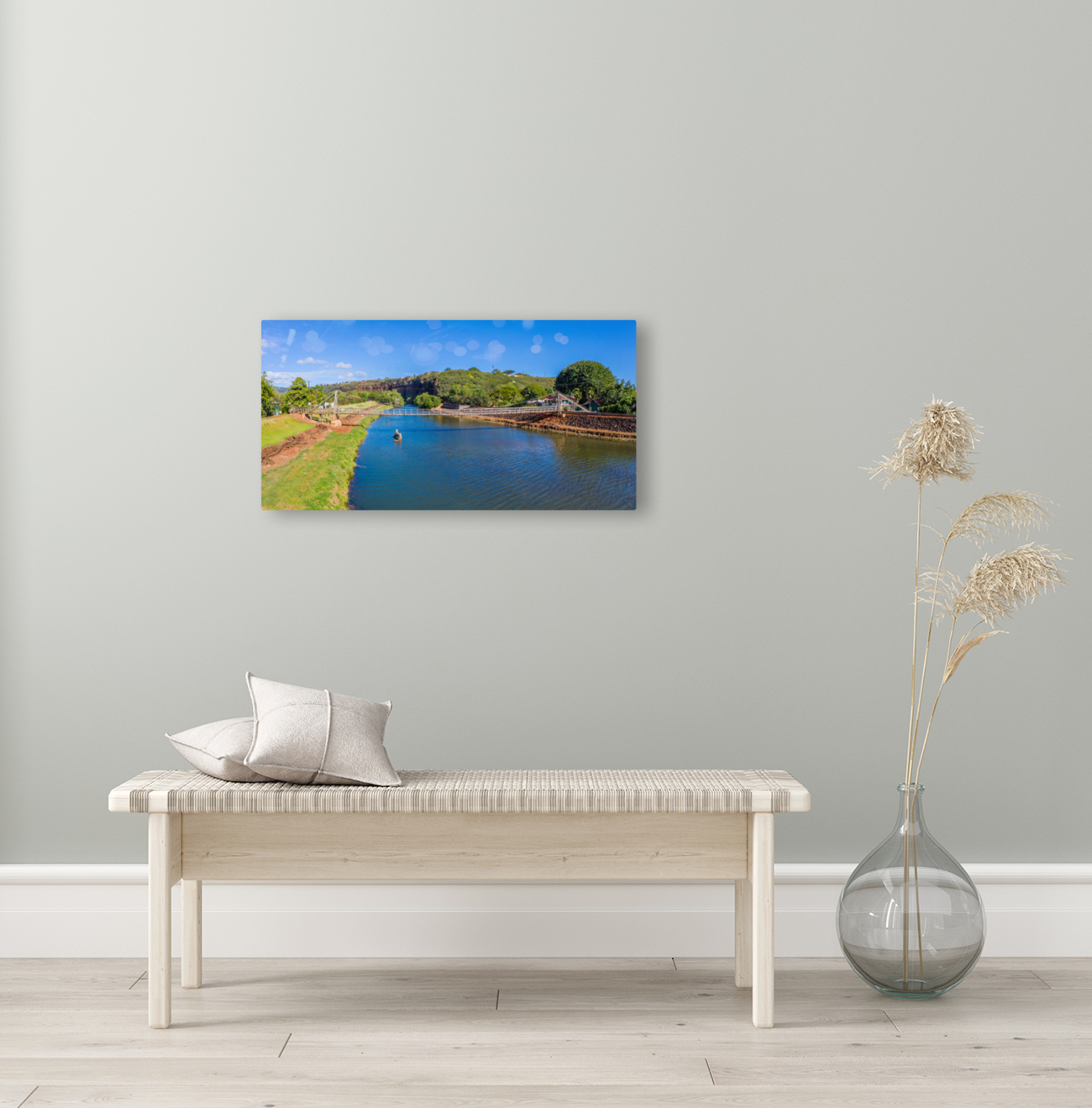 Swinging bridge at Hanapepe on Hawaiian island of Kauai Reproduction