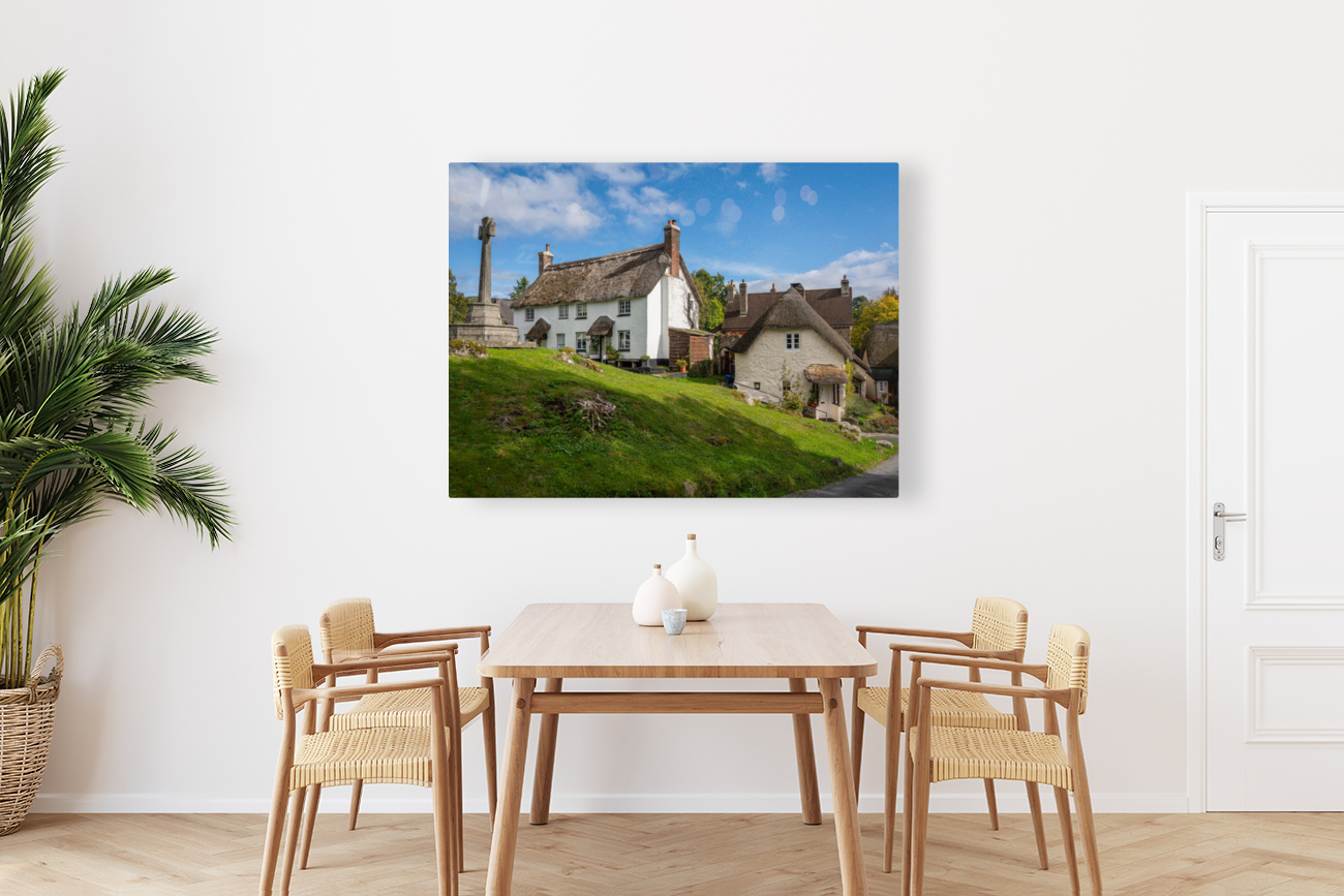 Thatched cottages in Lustleigh in Devon Reproduction