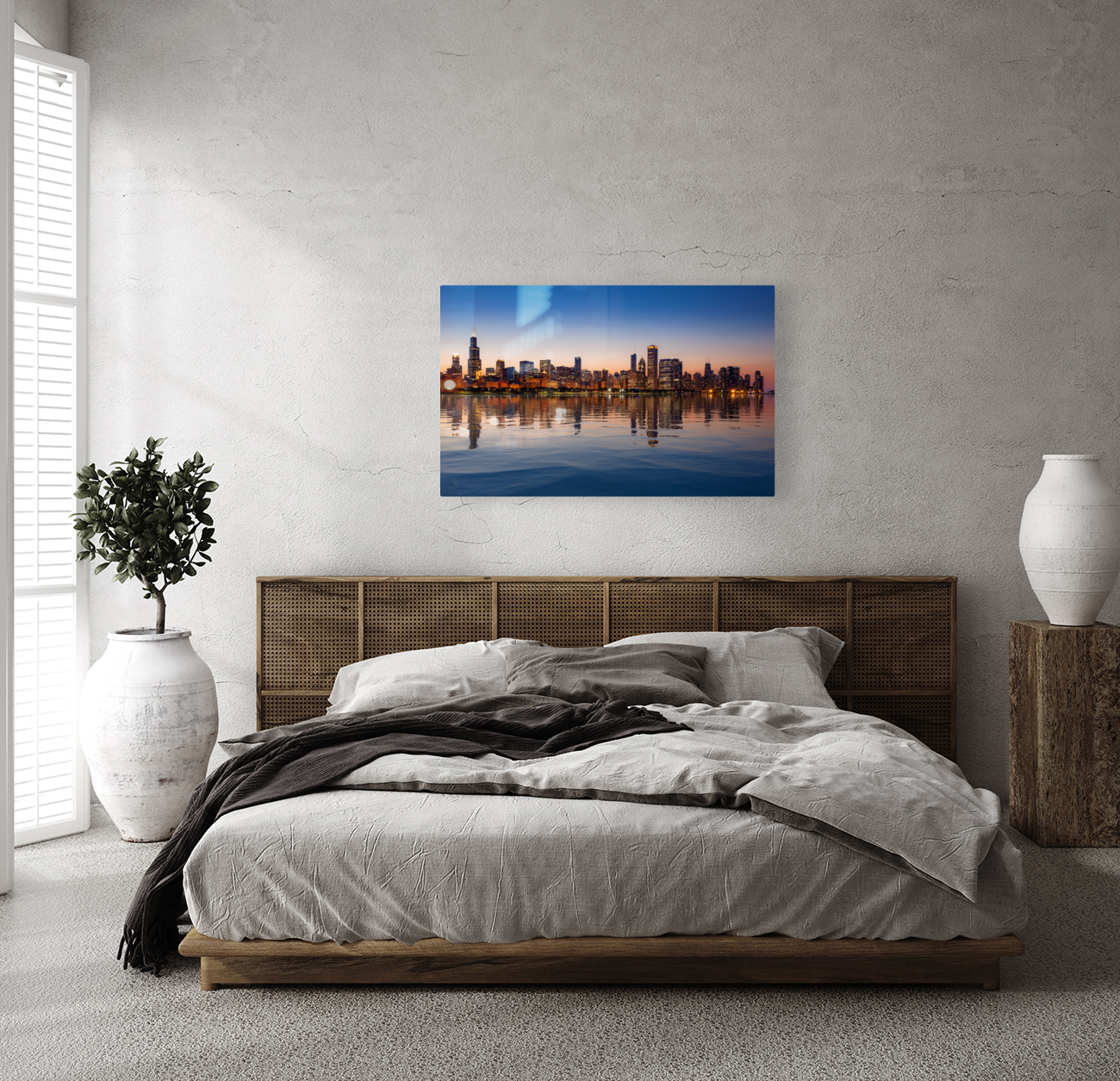 Chicago Skyline at sunset from the Observatory Reproduction