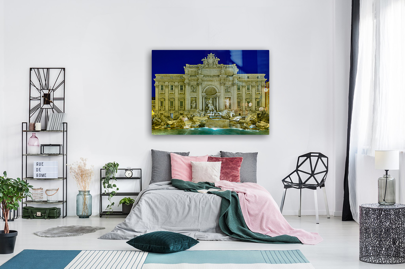 Trevi fountain details in Rome Italy Reproduction