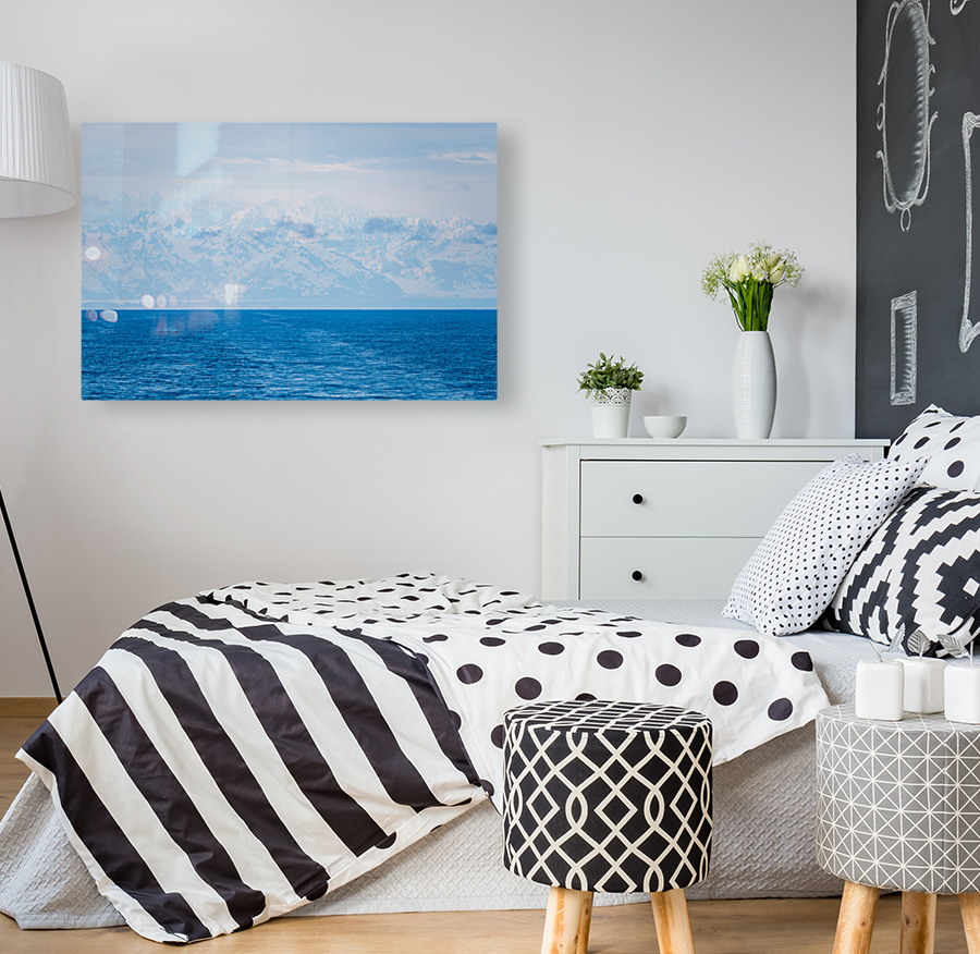 High mountains around Yakutat in mist as ship sails from Hubbard Reproduction