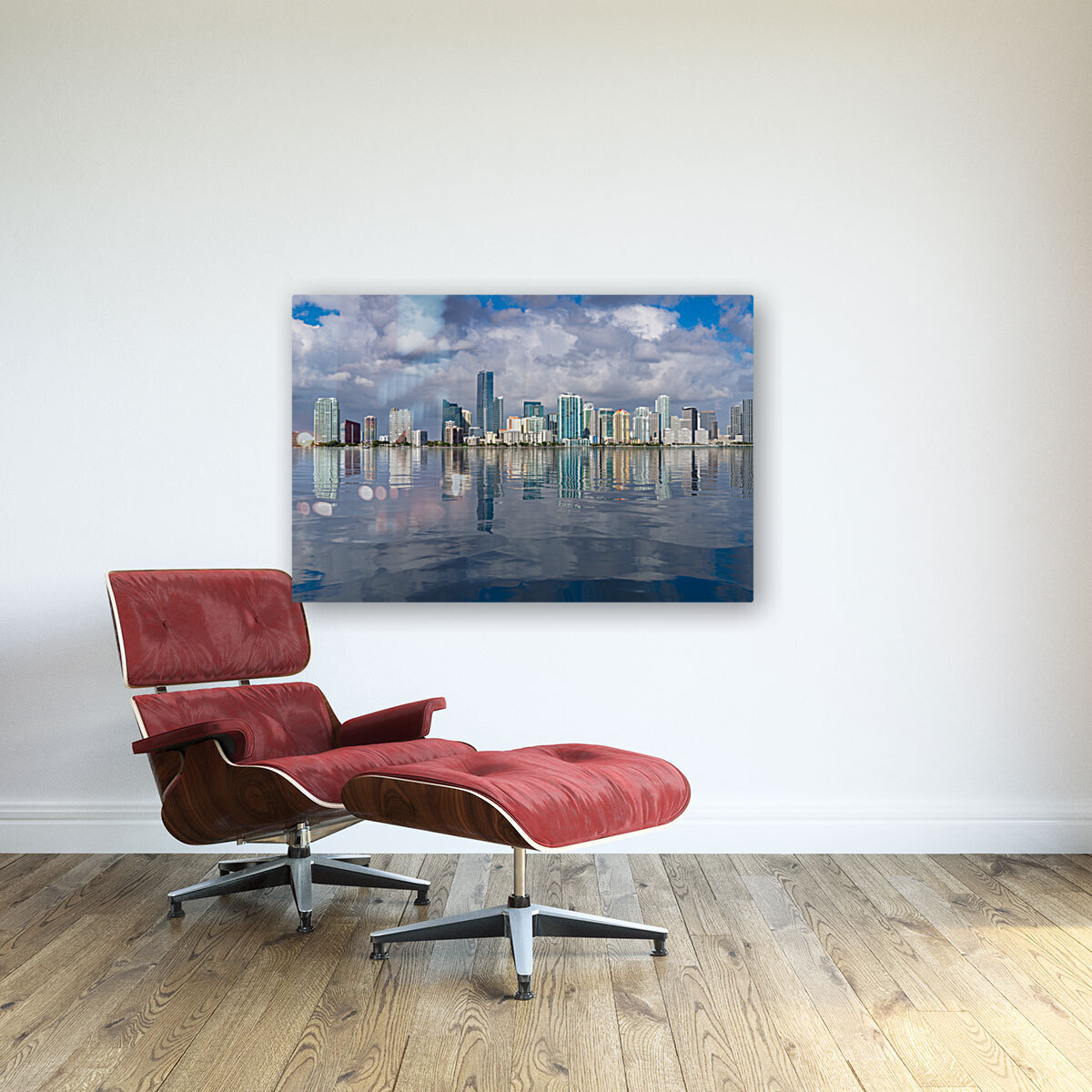 View of Miami Skyline with artificial reflection Reproduction