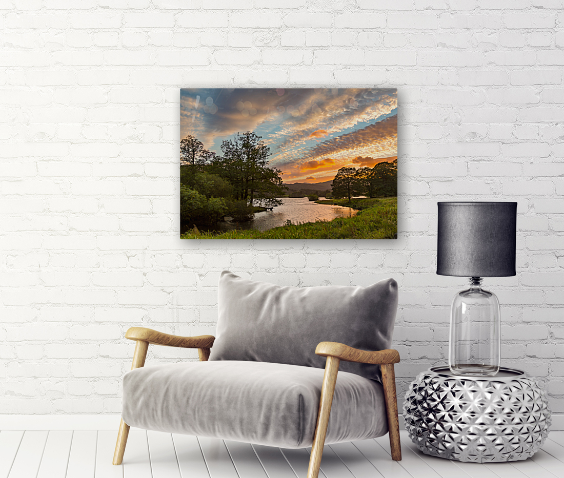 Sunset over Rydal Water in Lake District  Reproduction