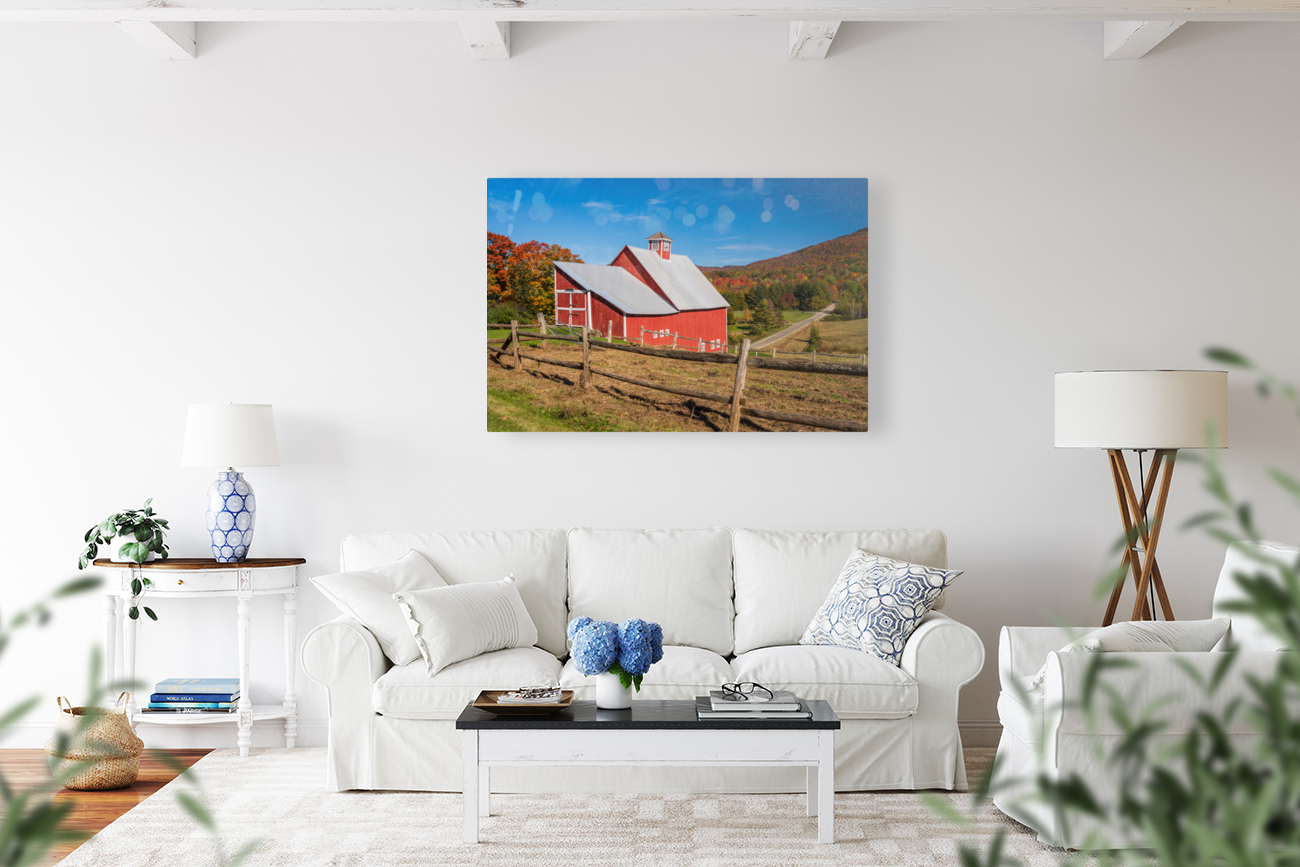 Grandview Farm barn with fall colors in Vermont  Art