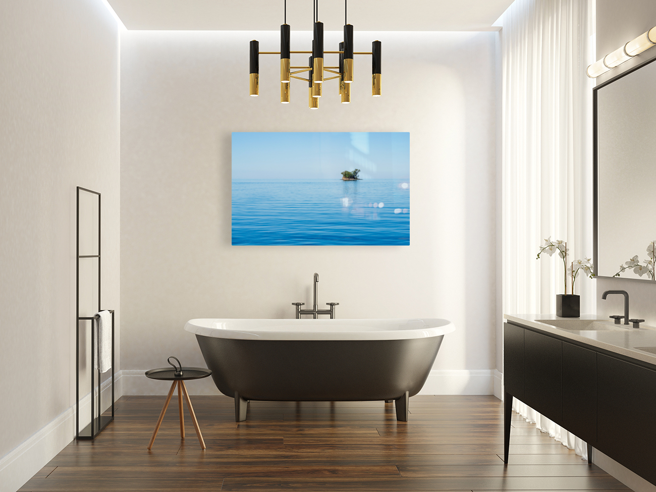 Small rocky island in Lake Champlain Reproduction