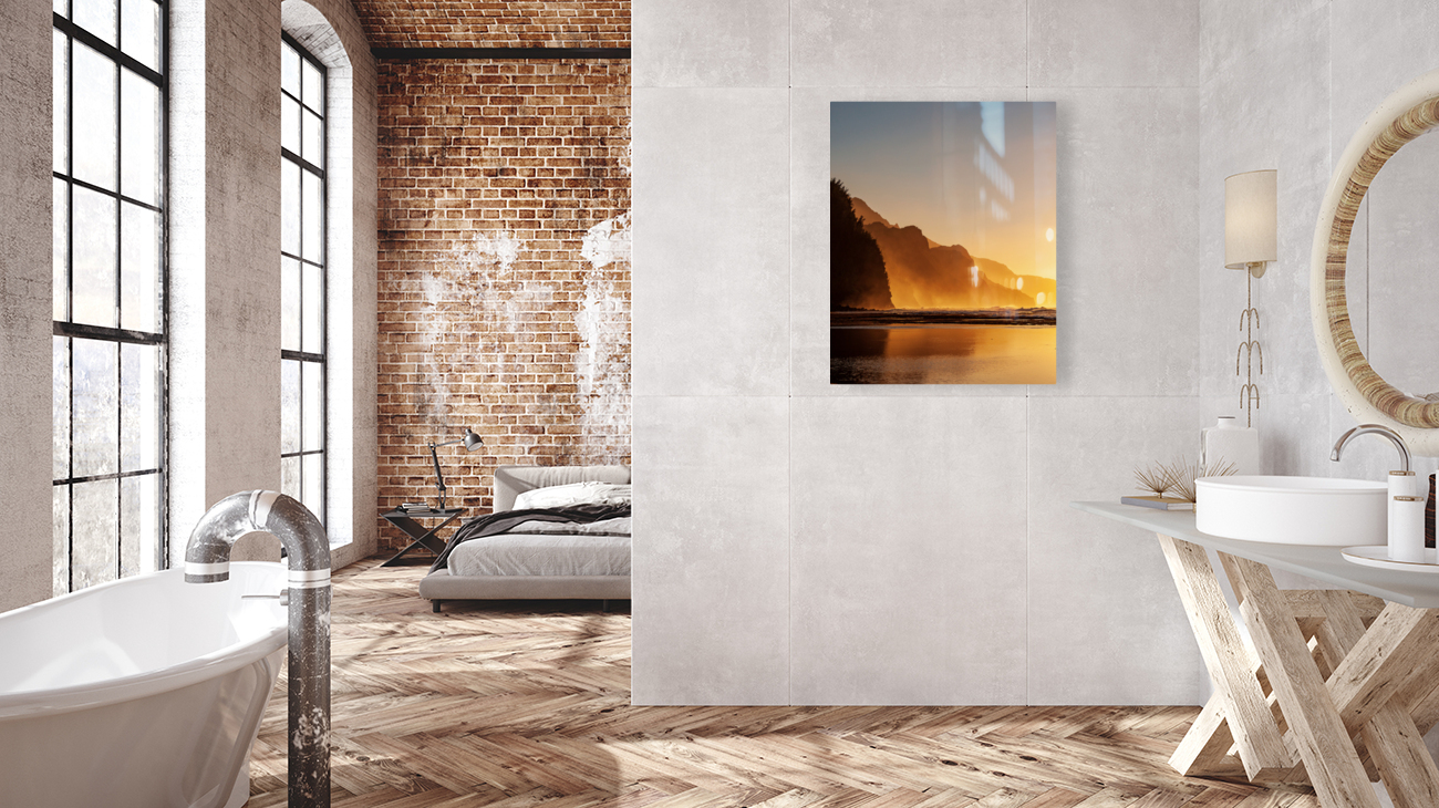 Misty sunset on Na Pali coastline Reproduction