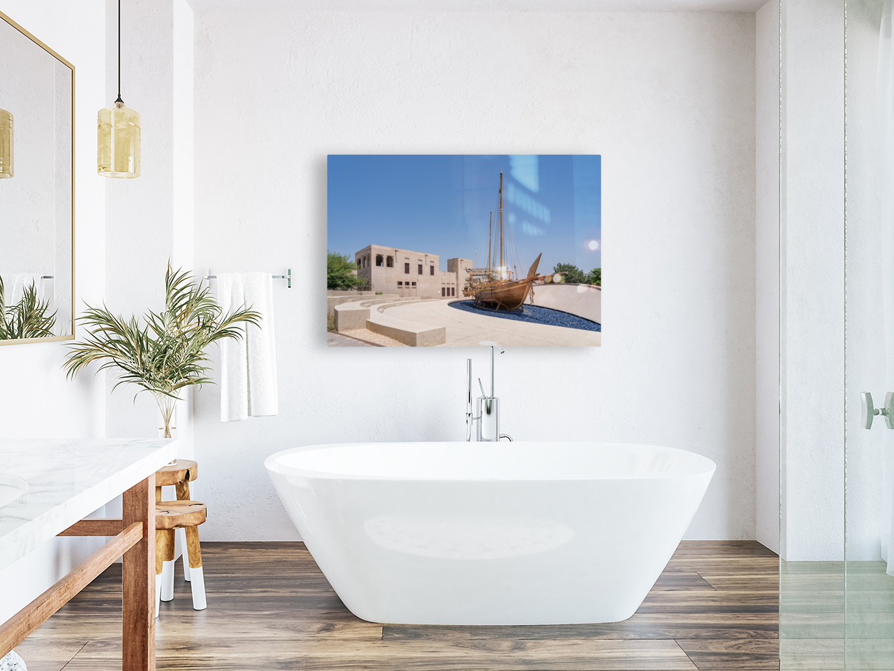 Dhow in Al Shindagha district and museum in Dubai Reproduction