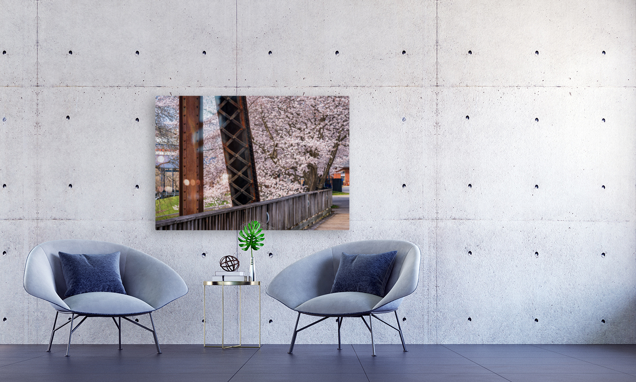 Steel girder bridge carries the bike walking trail over Deckers  Reproduction