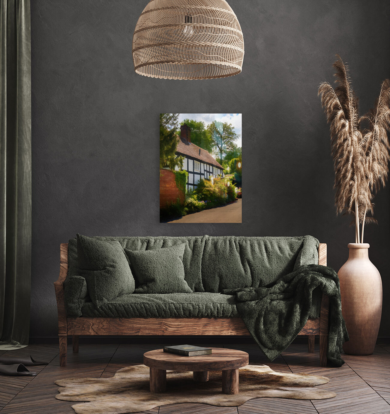 Pastel drawing of tudor home in Ellesmere Shropshire Reproduction