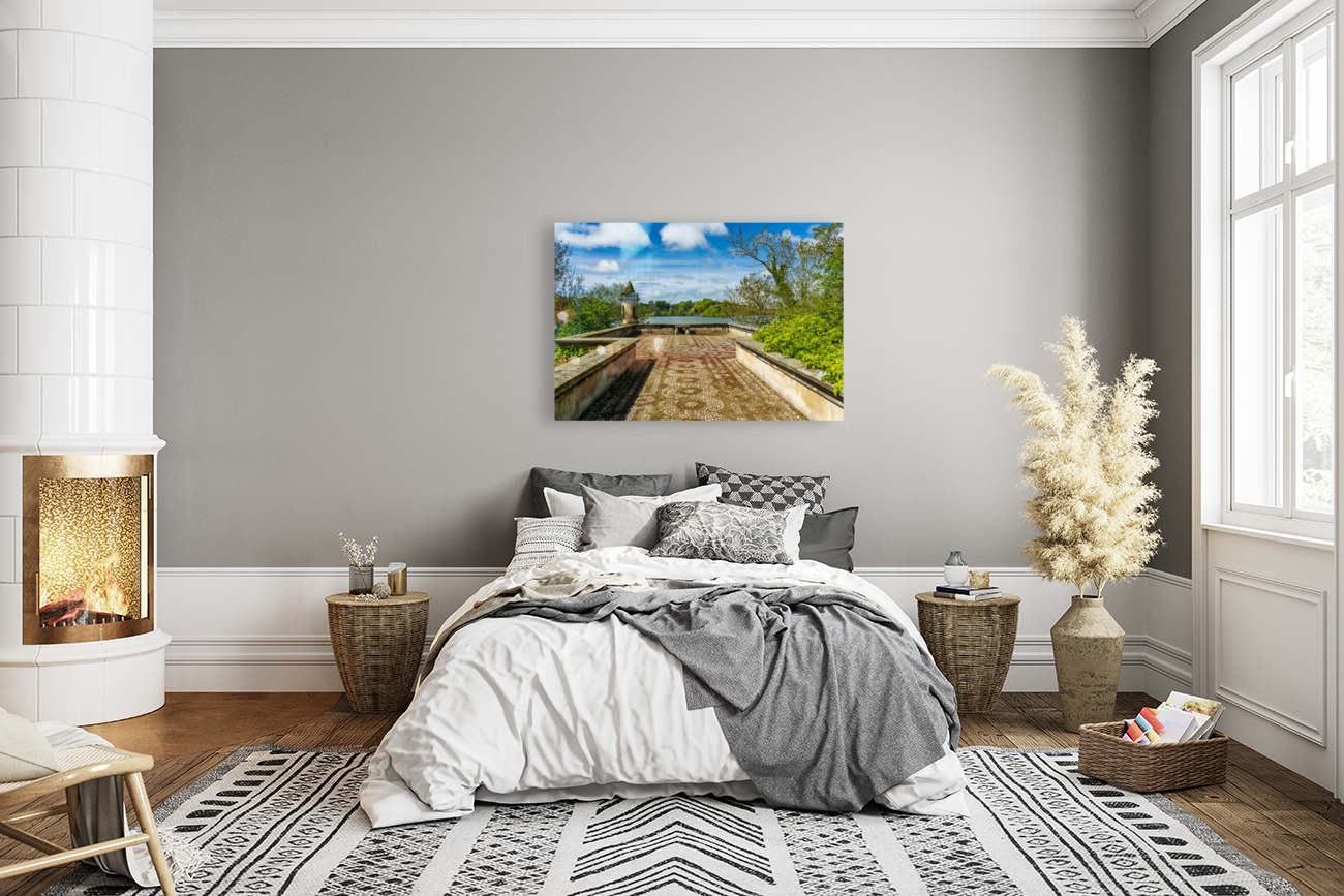 Old stone railway viaduct over River Nidd in Knaresborough Reproduction