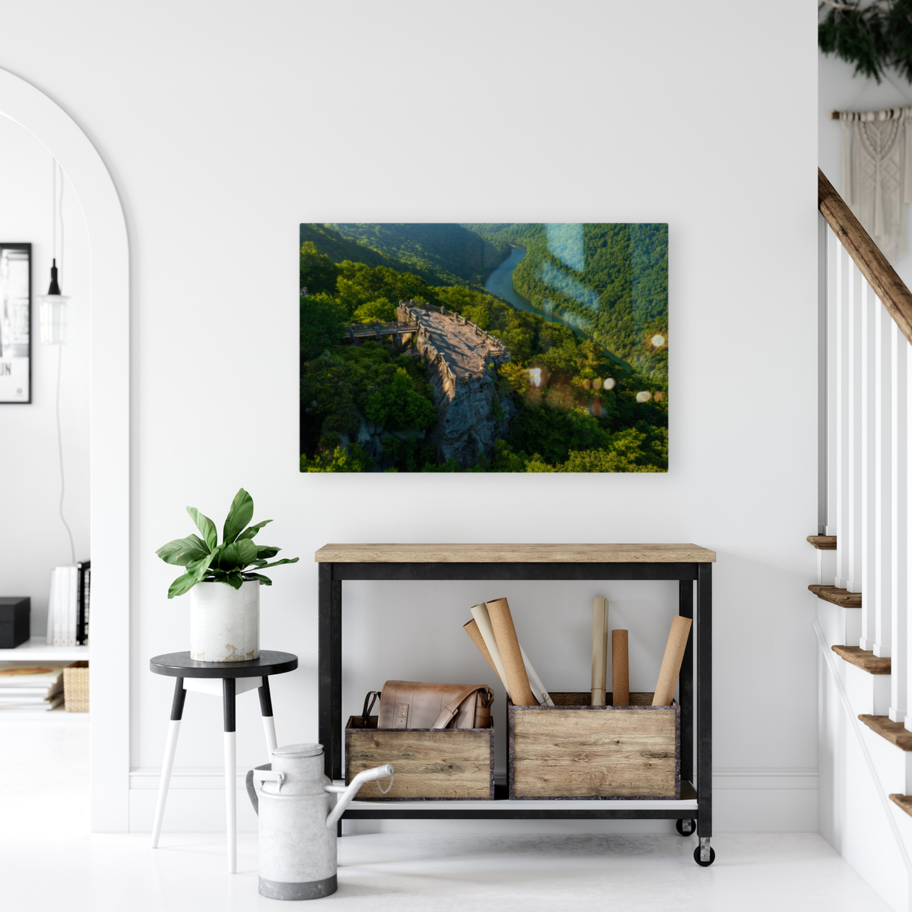 Aerial panorama of Cheat River Gorge overlook Reproduction