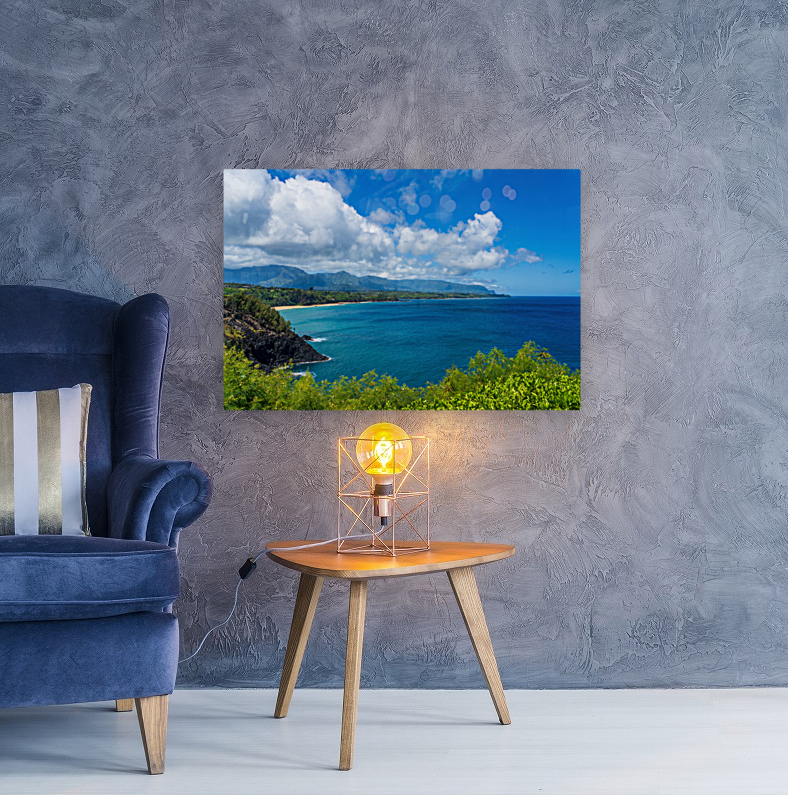 Coastline to Princeville from Kilauea Lighthouse Kauai Reproduction