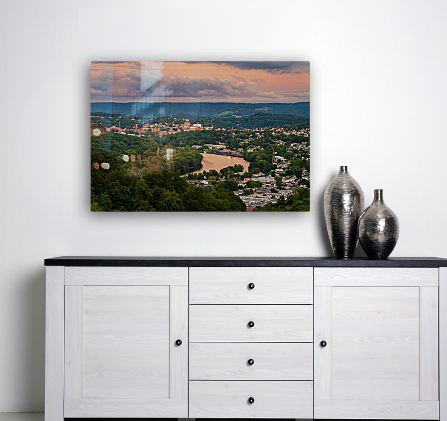 Sunset lights the sky above Morgantown in West Virginia Reproduction