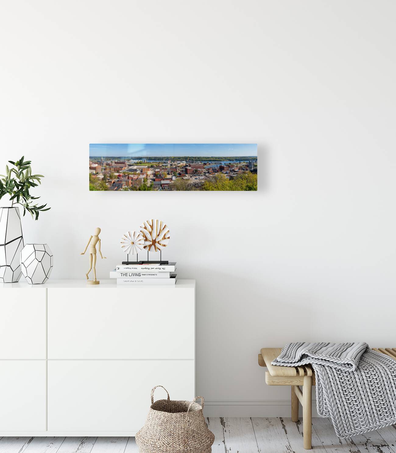 Wide panorama of the city of Dubuque in Iowa from funicular rail Reproduction