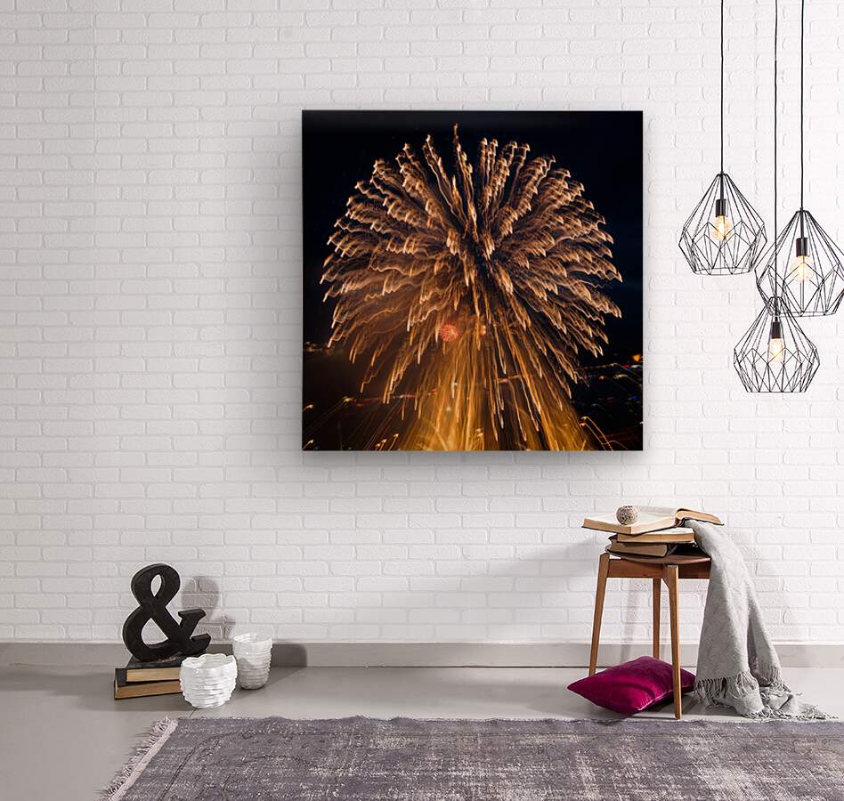 Abstract fireworks over Pittsburgh  Wood print