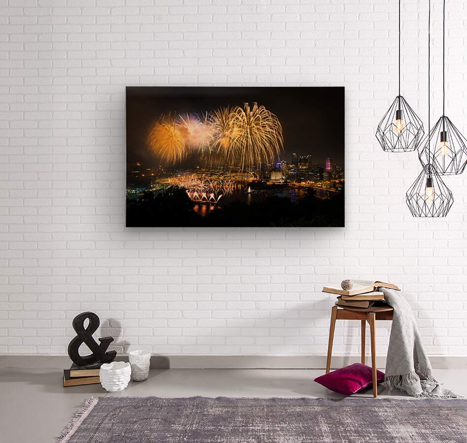 Fireworks over Pittsburgh for Independence Day  Wood print