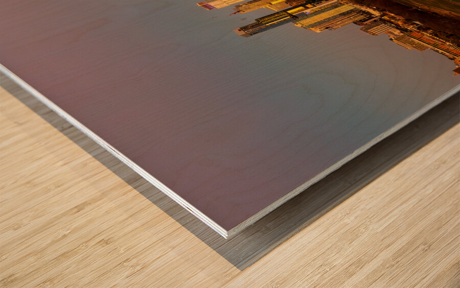 Cityscape of downtown Austin from the west in Zilker park 2025 Wood print