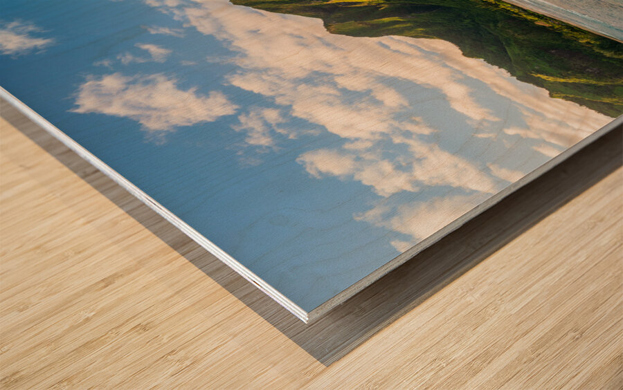 Mountains by Tunnels Beach at sunrise in Kauai Hawaii Wood print