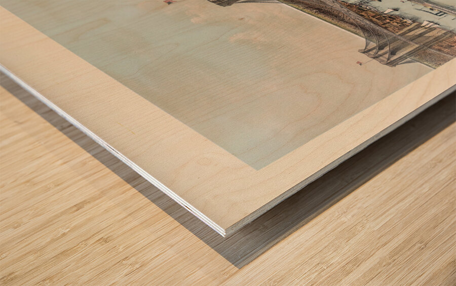 Restored 1892 engraving of Brooklyn Bridge in NYC Wood print