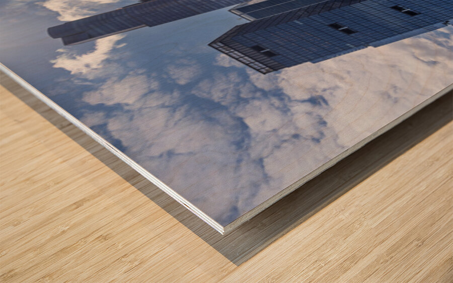 Tall office and apartment buidlings above Hudson Yards in New Yo Wood print