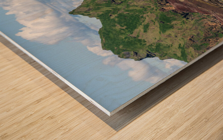 View from volcanic summit of Eldfell with Viking Neptune cruise Wood print